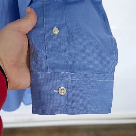 Ralph Lauren Cotton Blue Stretch Button Down Men's XL - Picture 4 of 7